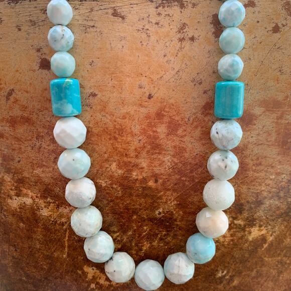 Vintage Sterling Silver, Calcite and Howlite Necklace by Jay King of Mine Finds - Picture 2 of 5